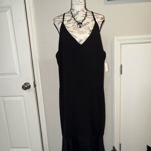 Charlotte Russe Black Strapless Slip Dress with Thin Straps